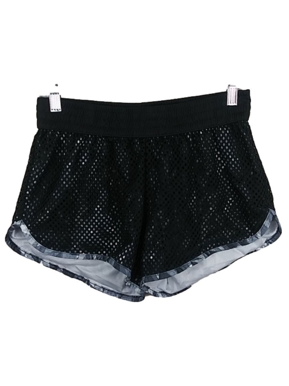 Champion Black Mesh Polyester Overlay Elastic Waistband Pull On Athletic Shorts